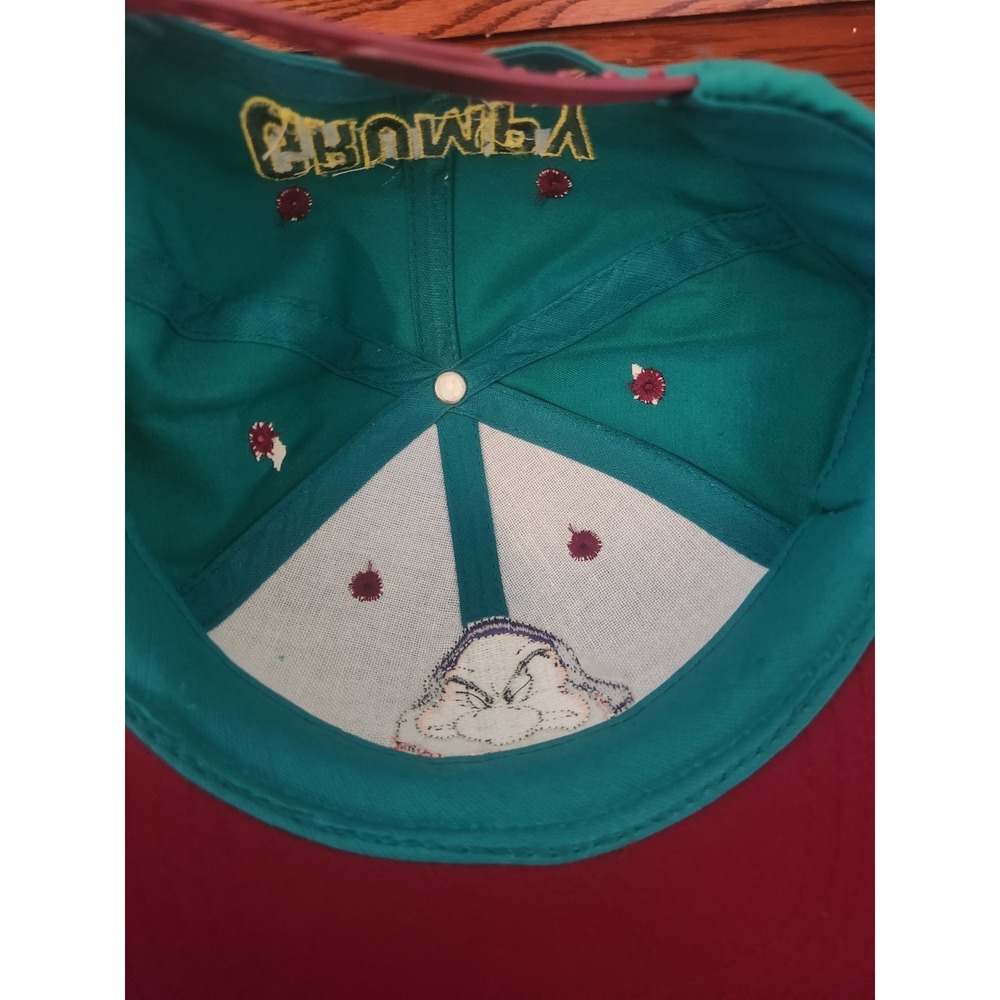 Vintage 90's Disney Grumpy Snapback Baseball Hat Cap Taiwan Snow White Dwarfs - Picture 5 of 5